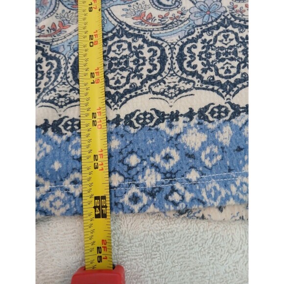 I.B Diffusion Womens Blouse Blue Floral Short Sleves Size Large - Picture 8 of 13